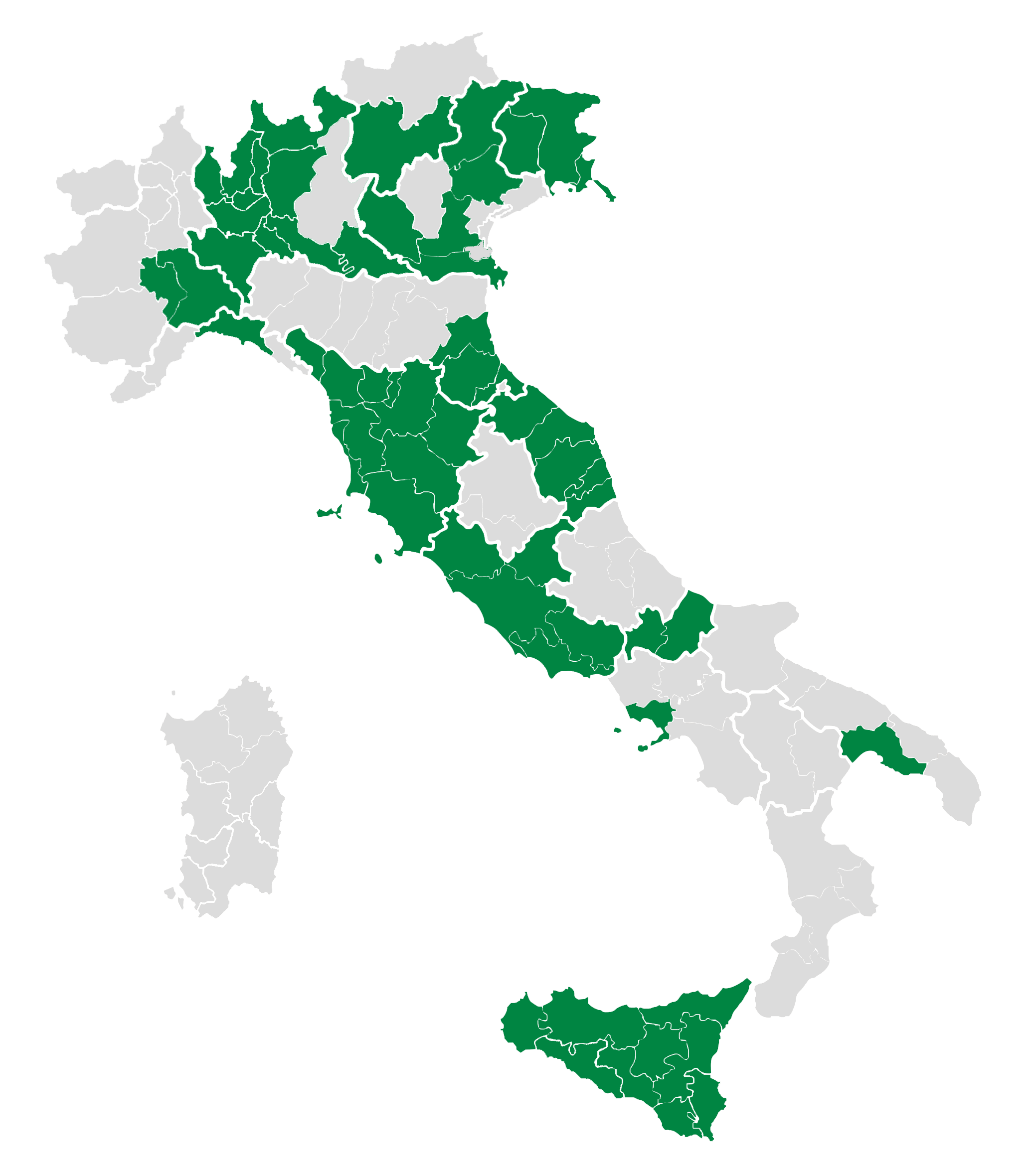 Mappa dei CSV aderenti Mappa dei CSV aderenti
